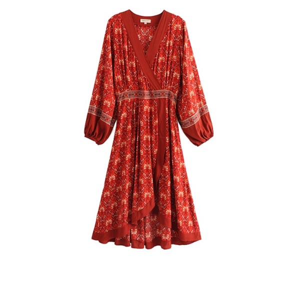 FLASH SALE!! Marseille Red Paisley Bohemian Dress - Picture 4 of 5